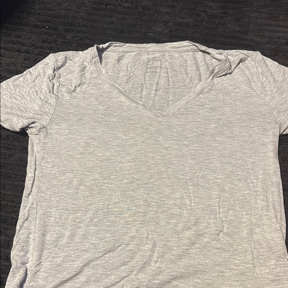 Gray V-Neck Women's Top